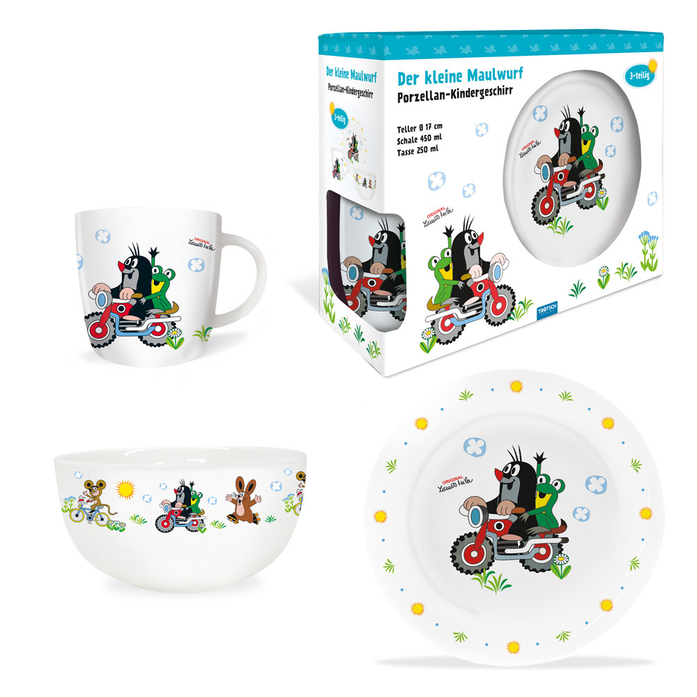 Trötsch Der kleine Maulwurf Geschirrset Motorrad Porzellan main product photo