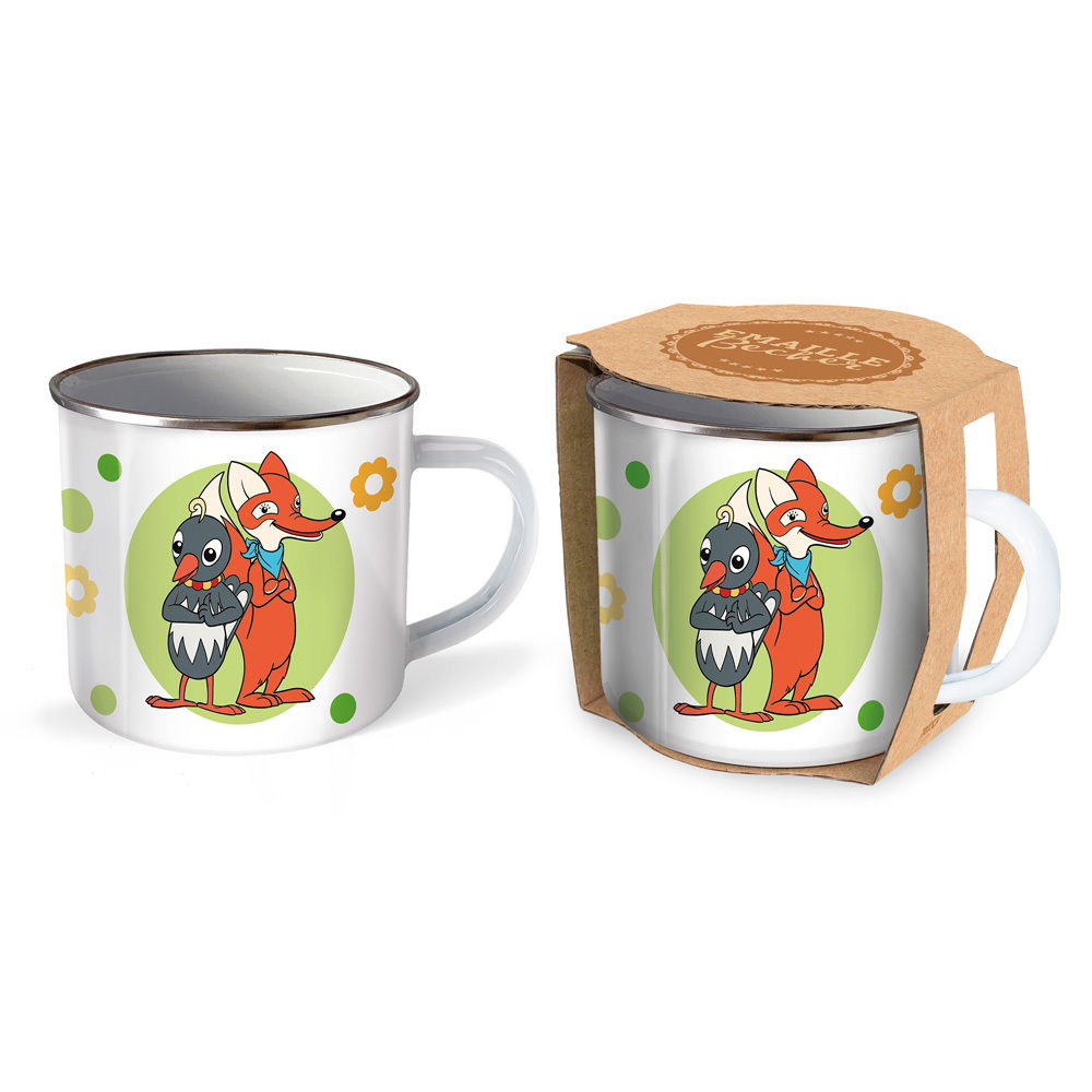 Trötsch Unser Sandmännchen Emaille Becher Tasse Fuchs und Elster main product photo
