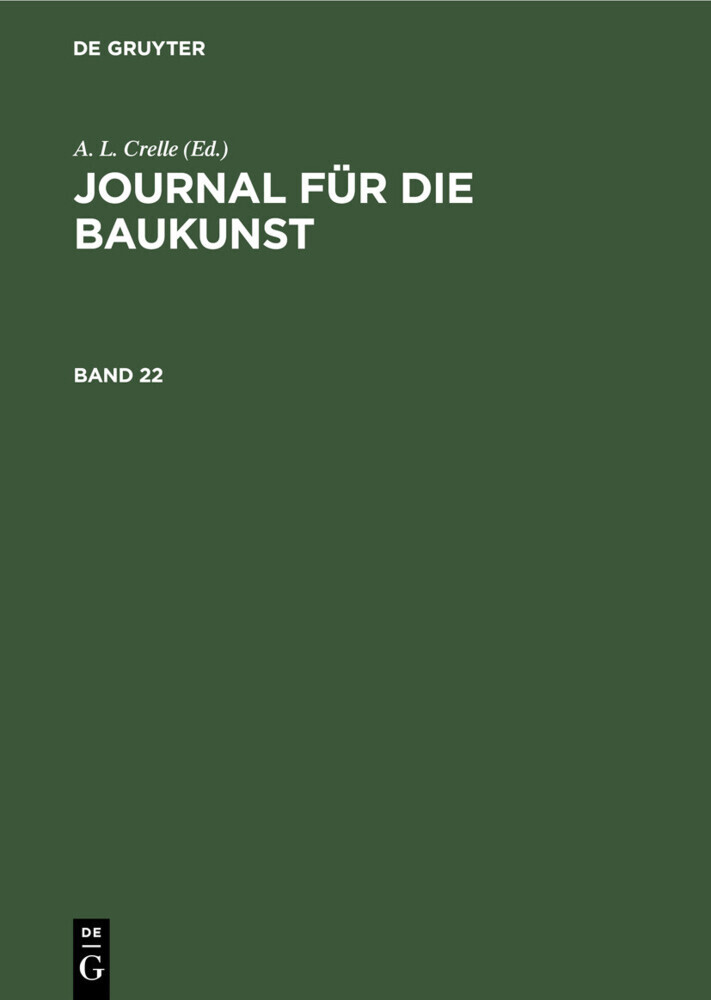 Journal für die Baukunst. Band 22 main product photo