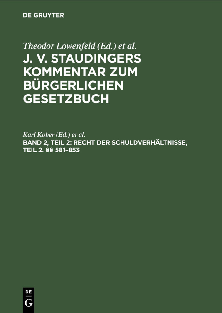 Recht der Schuldverhältnisse, Teil 2. 581-853 main product photo