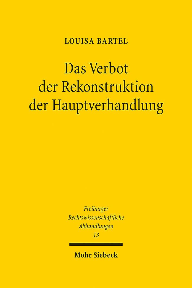 Das Verbot der Rekonstruktion der Hauptverhandlung main product photo