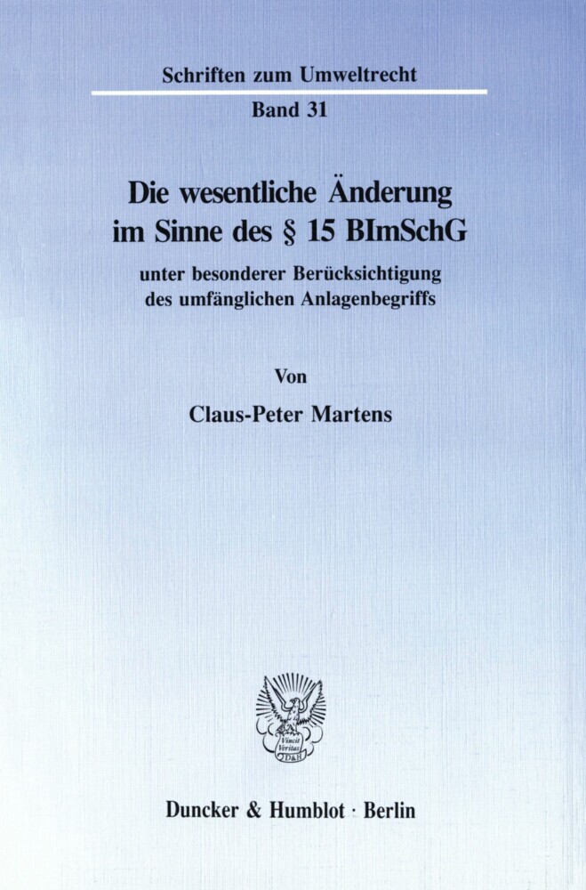 Die wesentliche Änderung im Sinne des 15 BImSchG main product photo