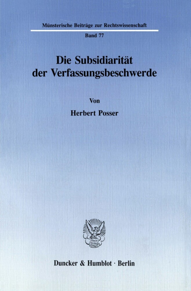 Die Subsidiarität der Verfassungsbeschwerde. main product photo