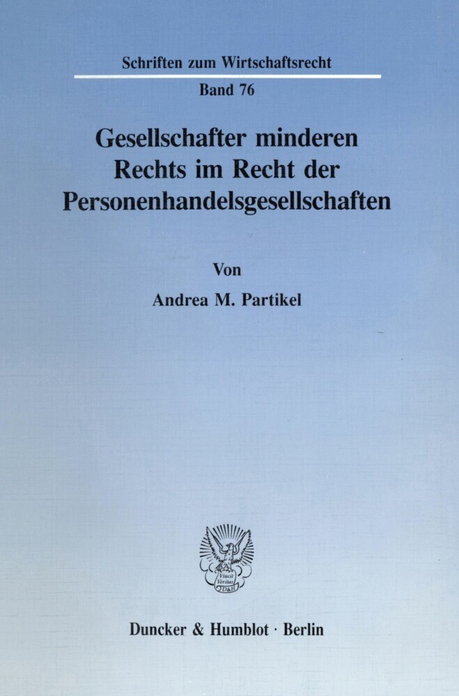 Gesellschafter minderen Rechts im Recht der Personenhandelsgesellschaften. main product photo