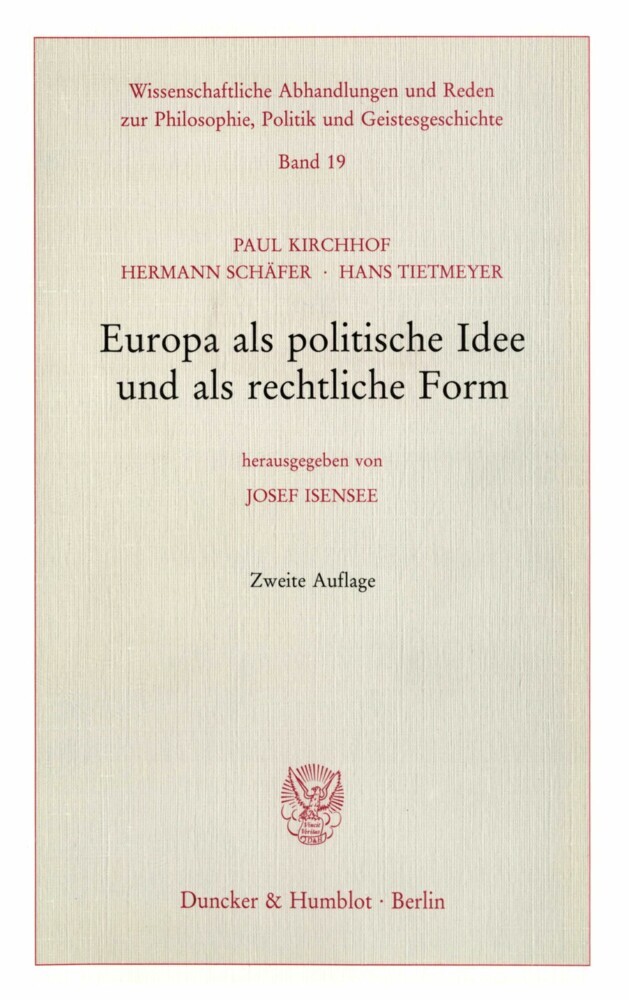 Europa als politische Idee und als rechtliche Form. main product photo