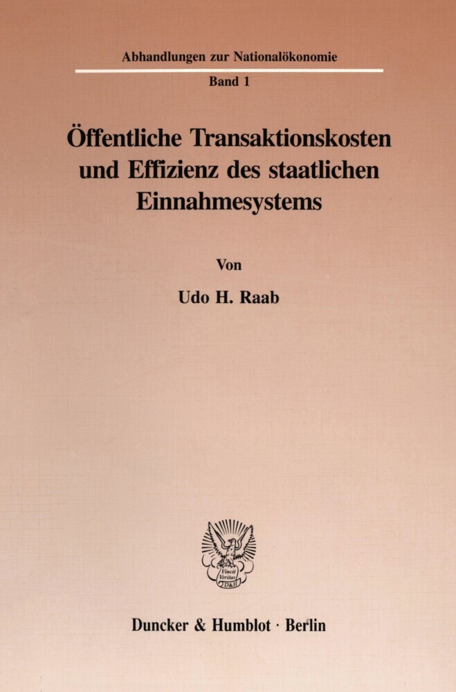 Öffentliche Transaktionskosten und Effizienz des staatlichen Einnahmesystems. main product photo