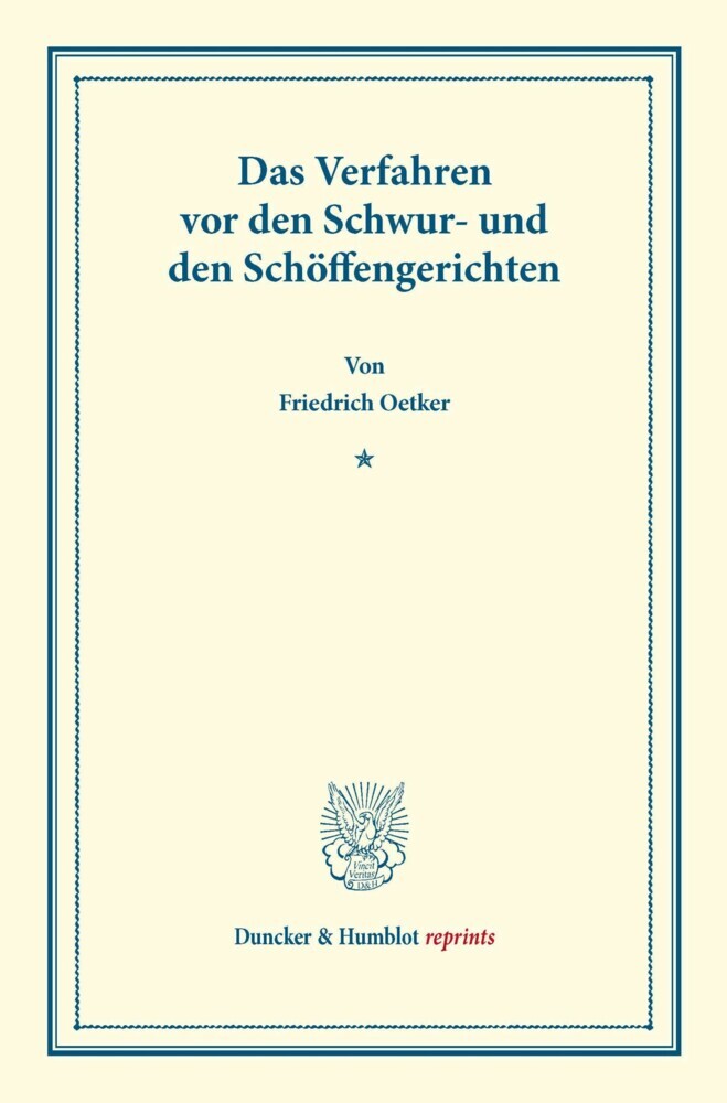 Das Verfahren vor den Schwur- und den Schöffengerichten. main product photo