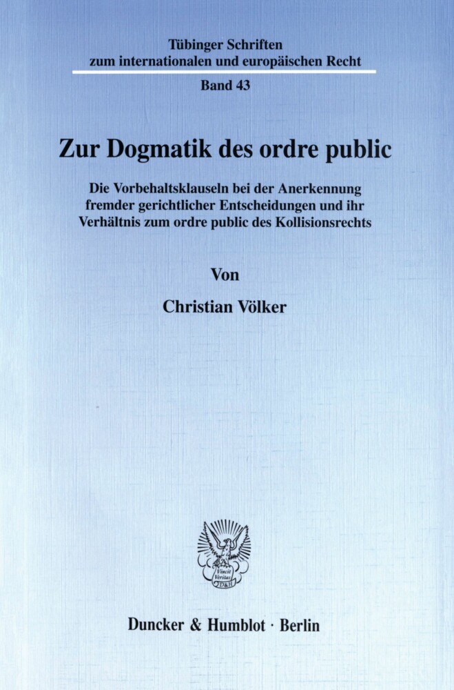 Zur Dogmatik des ordre public. main product photo
