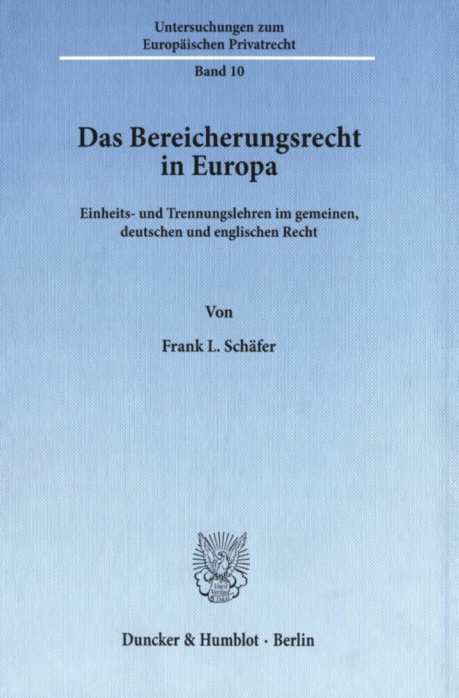 Das Bereicherungsrecht in Europa. main product photo
