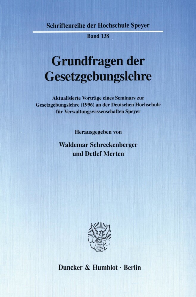 Grundfragen der Gesetzgebungslehre. main product photo