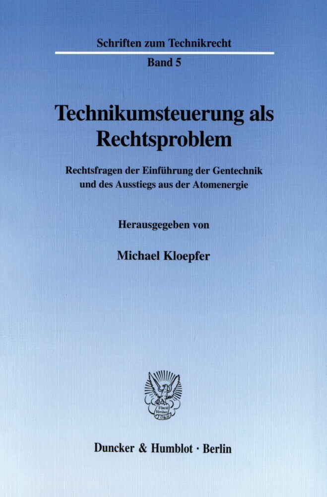 Technikumsteuerung als Rechtsproblem. main product photo