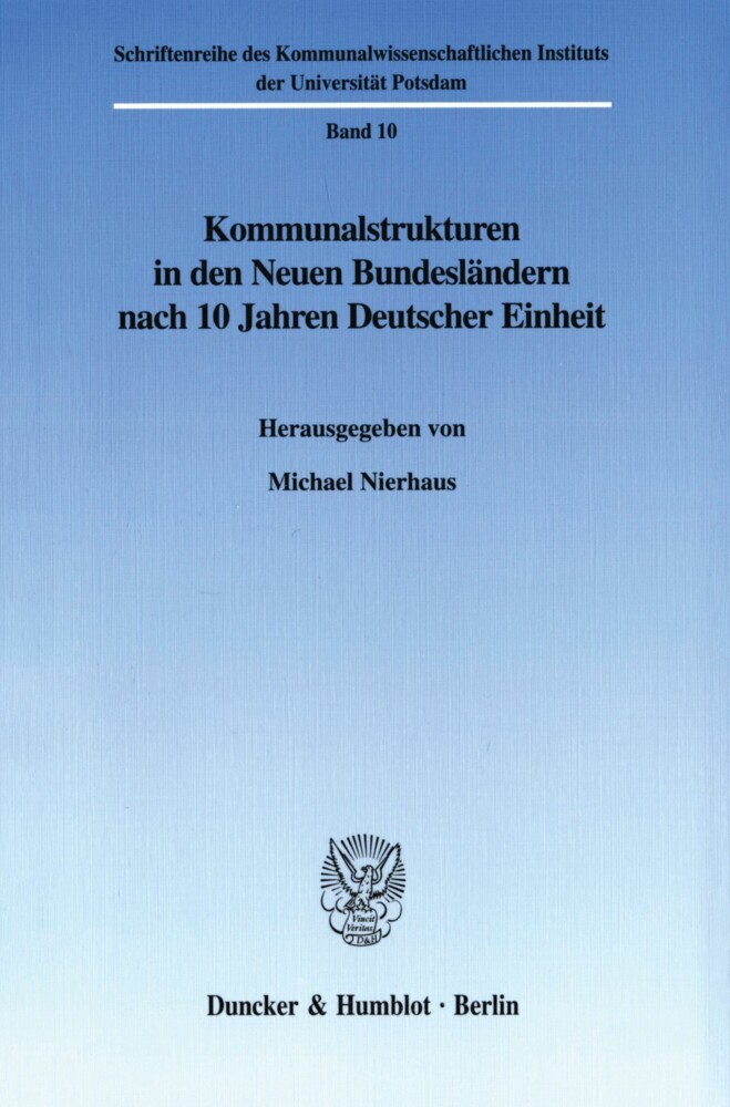Kommunalstrukturen in den Neuen Bundesländern nach 10 Jahren Deutscher Einheit. main product photo