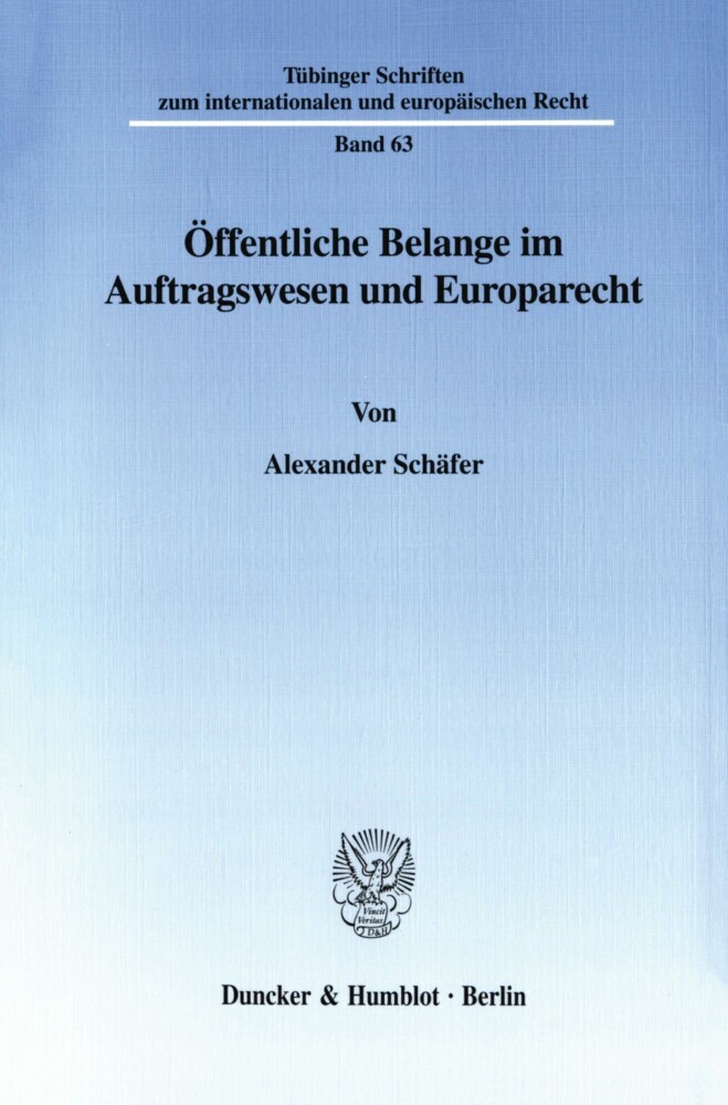 Öffentliche Belange im Auftragswesen und Europarecht. main product photo