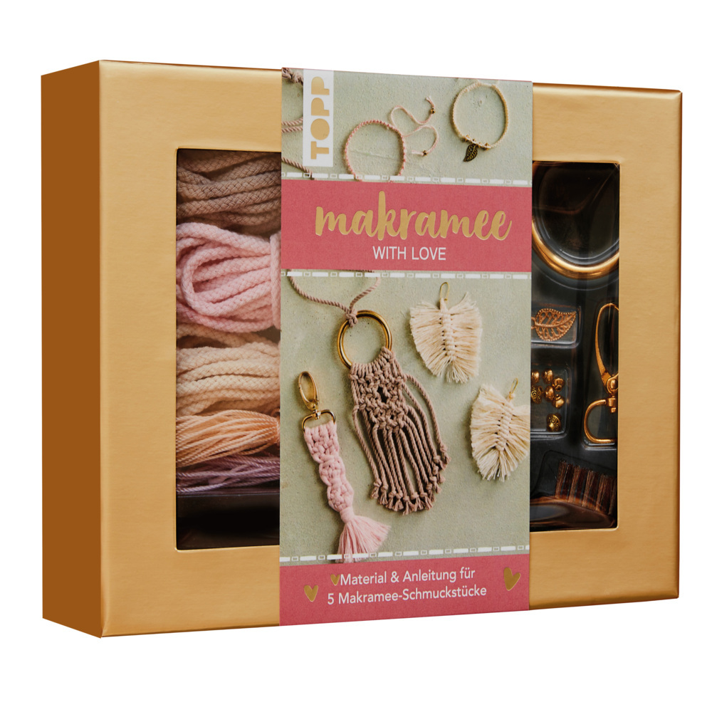 Makramee-Schmuckset "With Love" (Rosé/Natur) main product photo