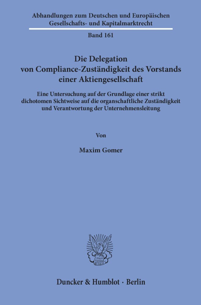 Die Delegation von Compliance-Zuständigkeit des Vorstands einer Aktiengesellschaft. main product photo