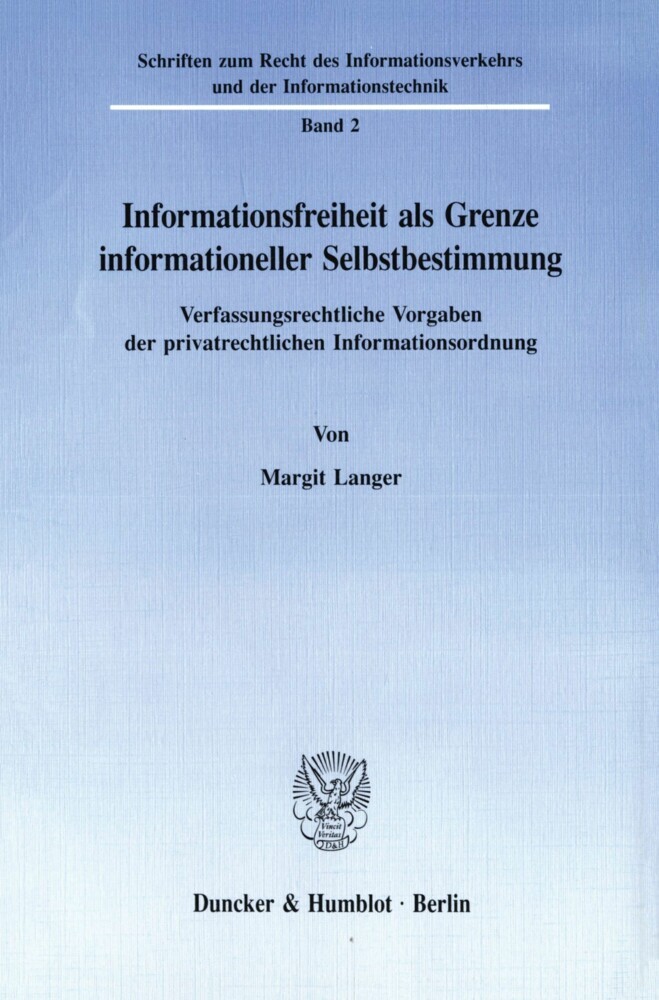 Informationsfreiheit als Grenze informationeller Selbstbestimmung. main product photo