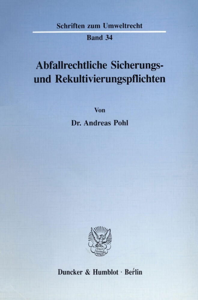 Abfallrechtliche Sicherungs- und Rekultivierungspflichten. main product photo