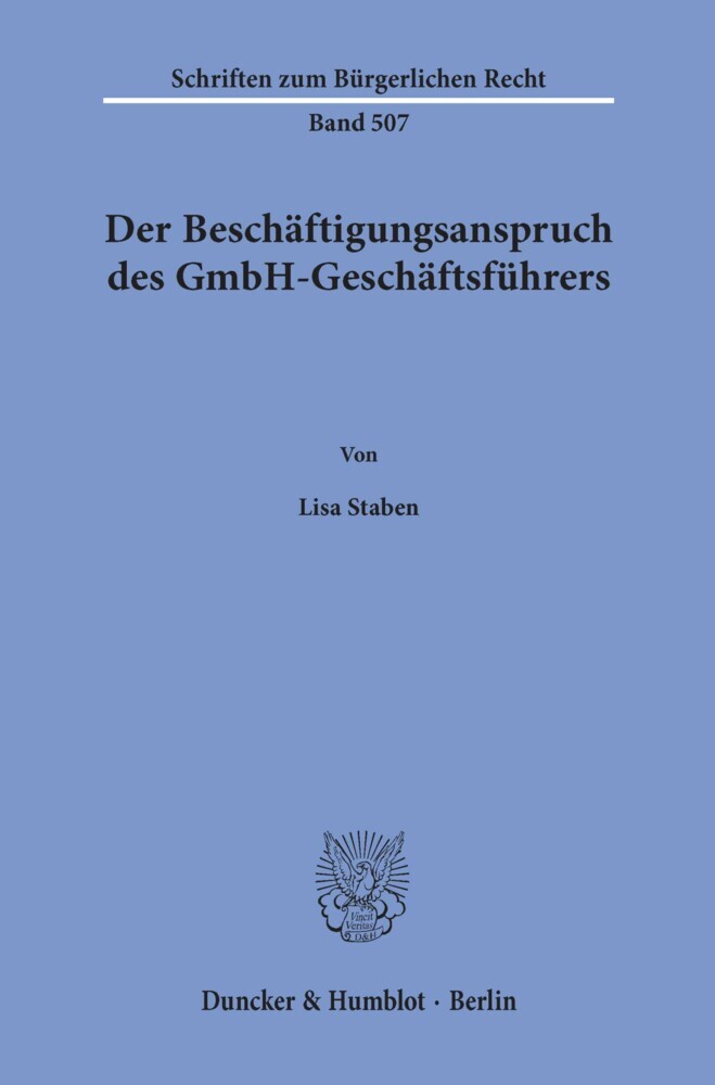 Der Beschäftigungsanspruch des GmbH-Geschäftsführers. main product photo