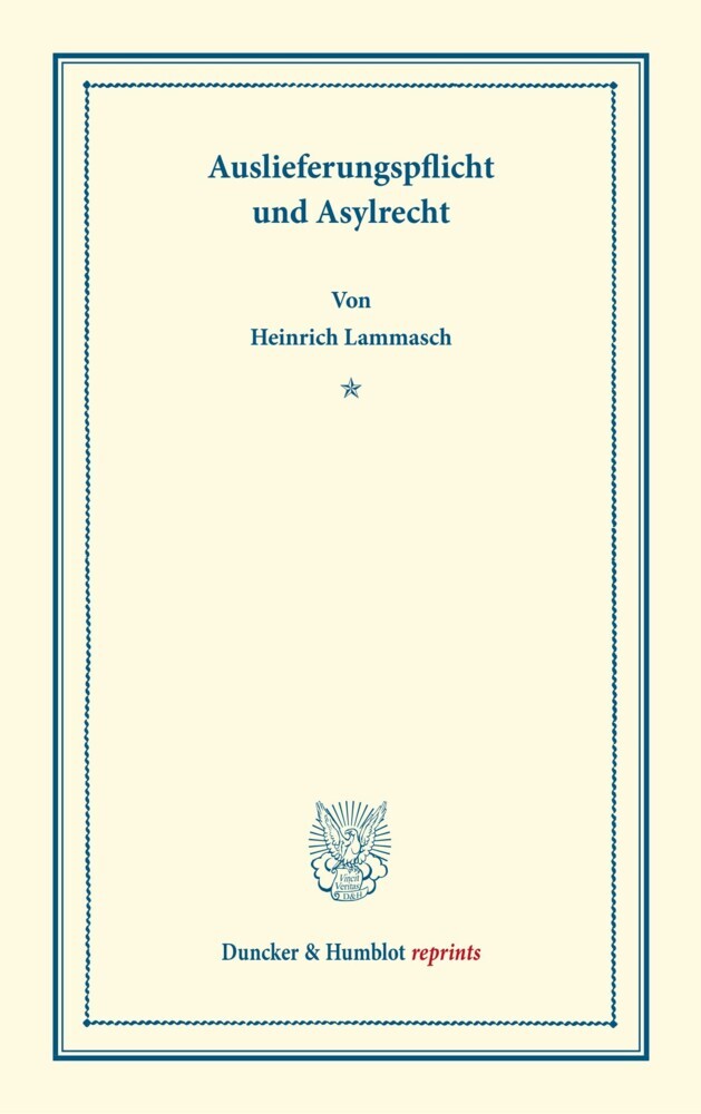 Auslieferungspflicht und Asylrecht. main product photo