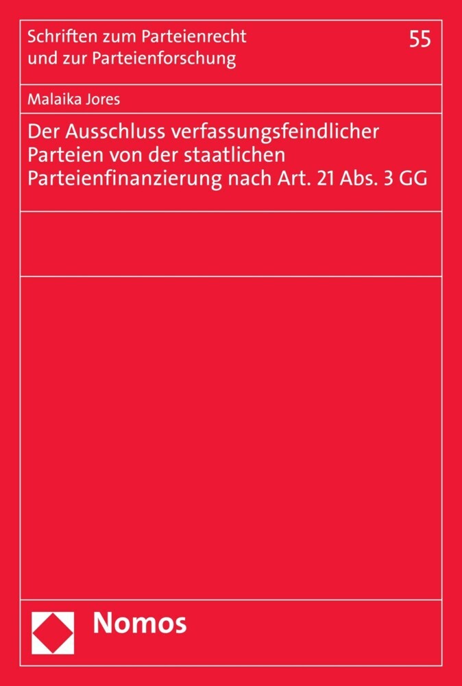 Der Ausschluss verfassungsfeindlicher Parteien von der staatlichen Parteienfinanzierung nach Art. 21 Abs. 3 GG main product photo