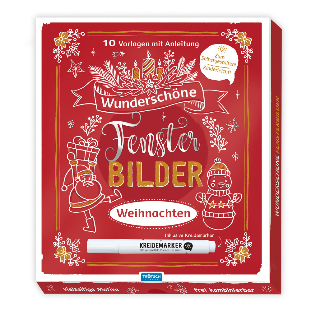 Trötsch Wunderschöne Fensterbilder mit Kreidemarker Mappe mit Vorlagen und Kreidemarker Weihnachten main product photo