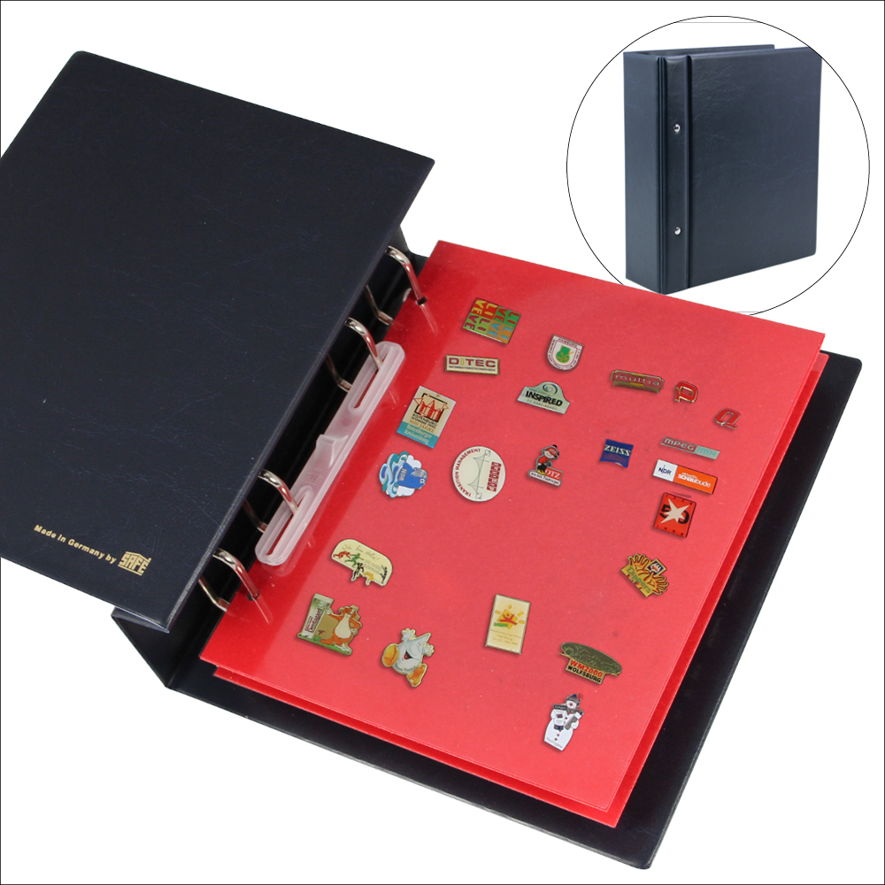 Pin-Sammelalbum mit roten Samttafeln, extrastark main product photo