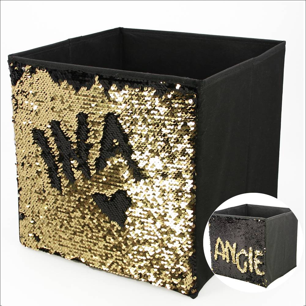 Aufbewahrungsbox mit Pailletten, Farbe schwarz/schwarz, 31 x 31 cm main product photo