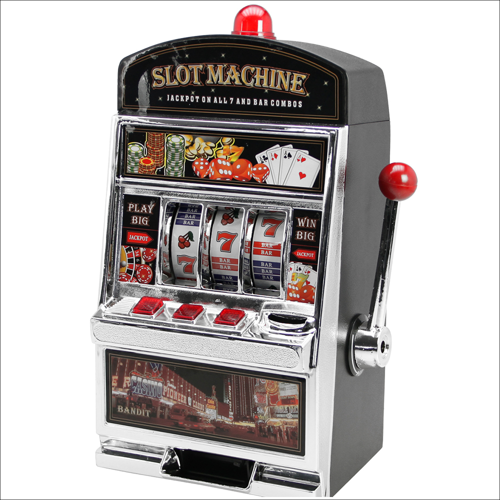 Spardose Spielautomat, mit Klingel und LED, ca. 38 x 20 cm, aus Kunststoff, im Geschenkkarton, für 2 Mignon Batterien AA main product photo