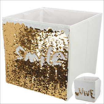 Aufbewahrungsbox mit Pailletten, Farbe weiß/weiß, 31 x 31 cm
