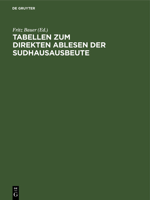 Tabellen zum direkten Ablesen der Sudhausausbeute main product photo