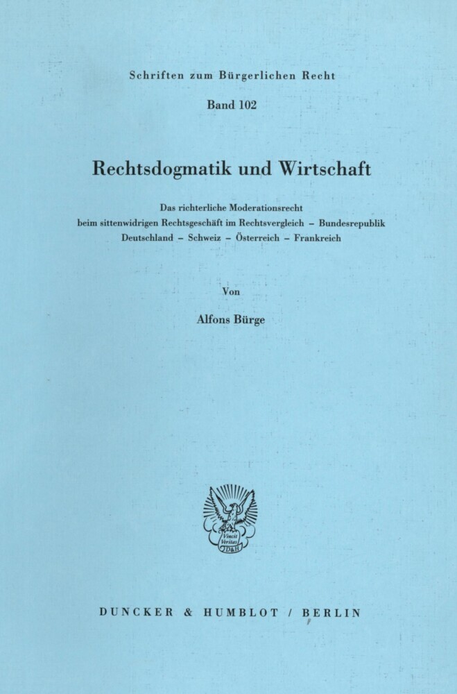Rechtsdogmatik und Wirtschaft. main product photo