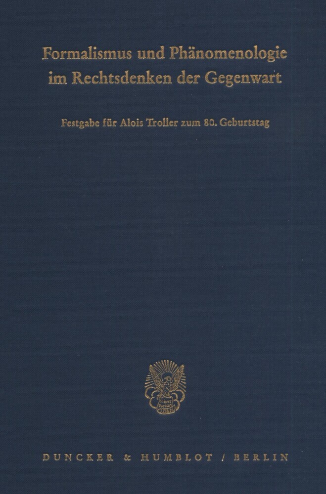Formalismus und Phänomenologie im Rechtsdenken der Gegenwart. main product photo