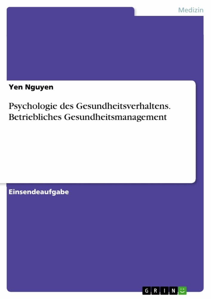 Psychologie des Gesundheitsverhaltens. Betriebliches Gesundheitsmanagement main product photo