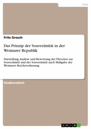 Das Prinzip der Souveränität in der Weimarer Republik