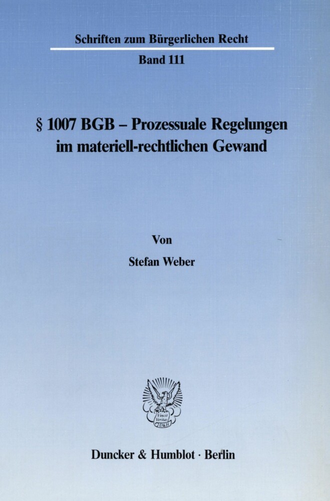 § 1007 BGB - Prozessuale Regelungen im materiell-rechtlichen Gewand. main product photo