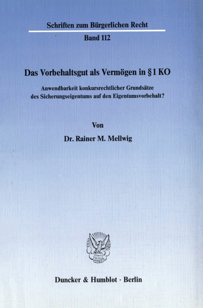 Das Vorbehaltsgut als Vermögen in 1 KO. main product photo