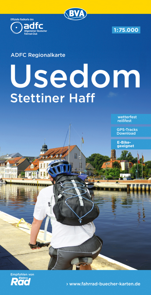 ADFC-Regionalkarte Usedom Stettiner Haff, 1:75.000, reiß- und wetterfest, GPS-Tracks Download main product photo