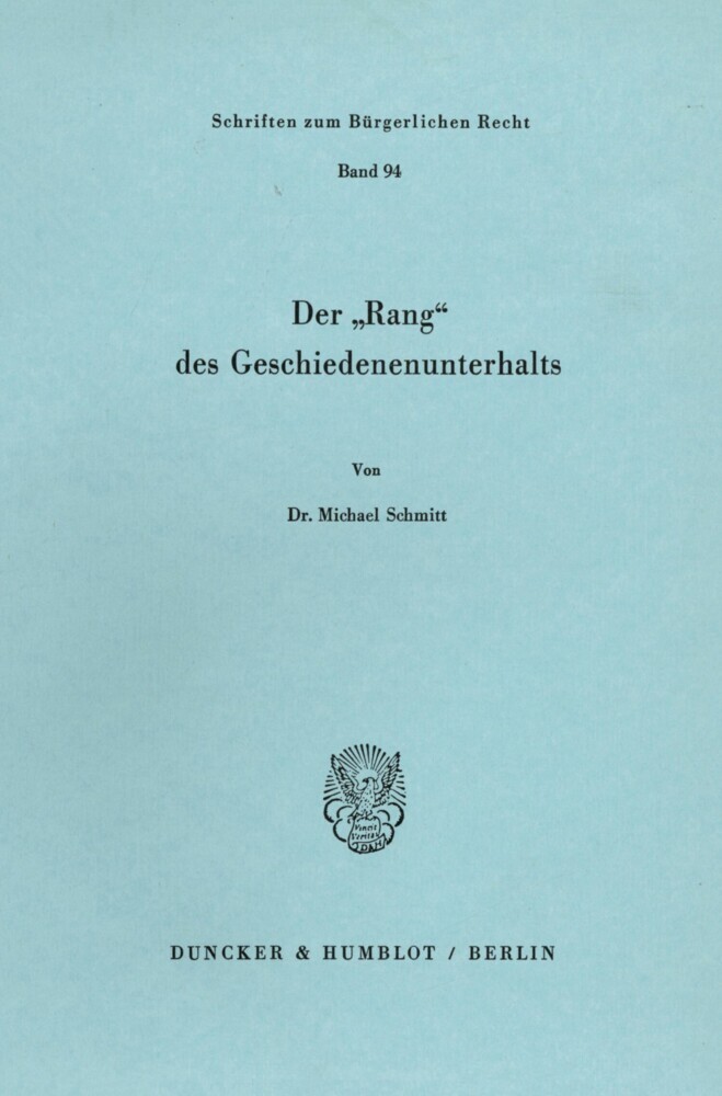 Der »Rang« des Geschiedenenunterhalts. main product photo