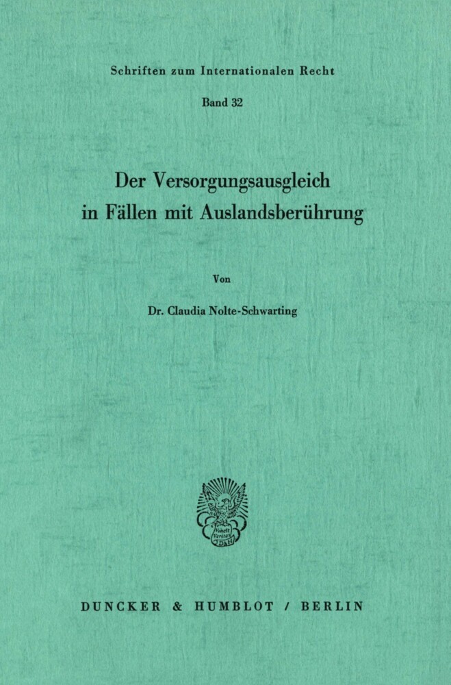 Der Versorgungsausgleich in Fällen mit Auslandsberührung. main product photo