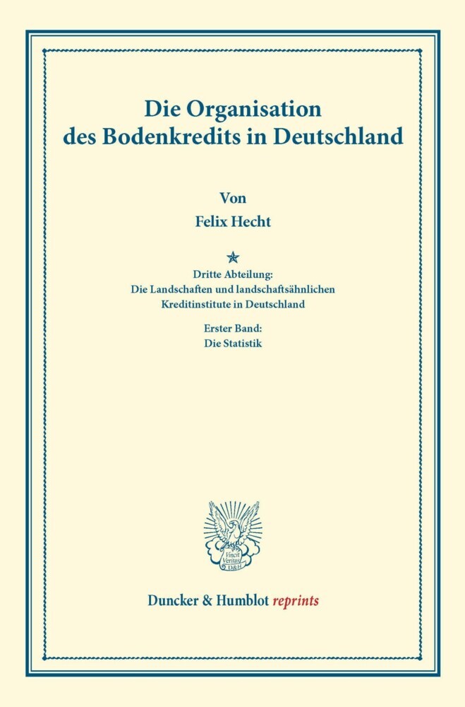 Die Organisation des Bodenkredits in Deutschland. main product photo