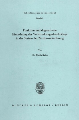 Funktion und dogmatische Einordnung der Vollstreckungsabwehrklage in das System der Zivilprozeßordnung.