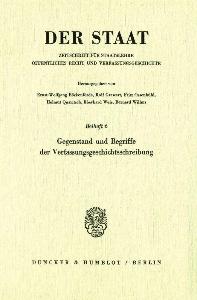Gegenstand und Begriffe der Verfassungsgeschichtsschreibung. main product photo