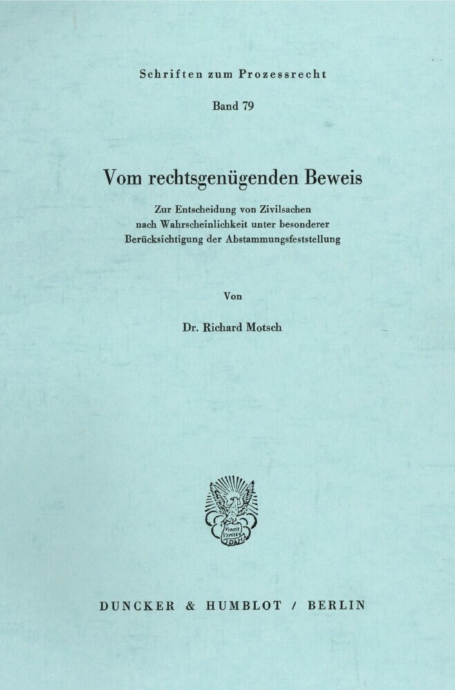 Vom rechtsgenügenden Beweis. main product photo