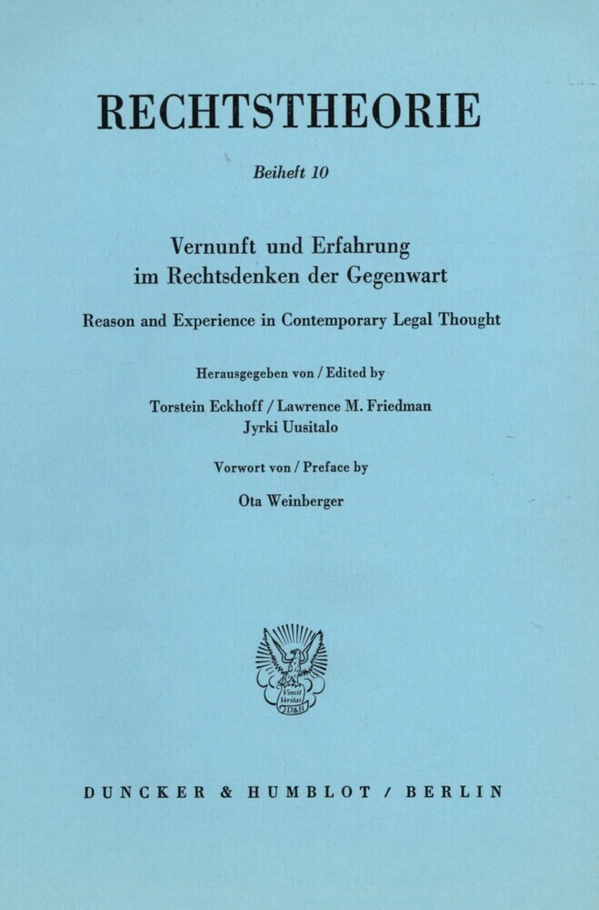Vernunft und Erfahrung im Rechtsdenken der Gegenwart / Reason and Experience in Contemporary Legal Thought. main product photo