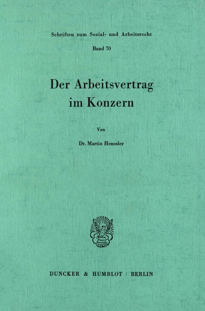 Der Arbeitsvertrag im Konzern. main product photo