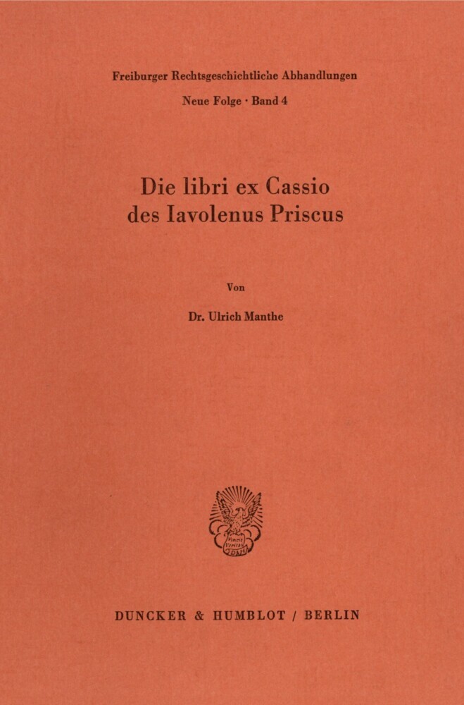 Die libri ex Cassio des Iavolenus Priscus. main product photo