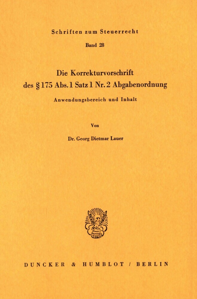 Die Korrekturvorschrift des 175 Abs. 1 Nr. 2 Abgabenordnung. main product photo