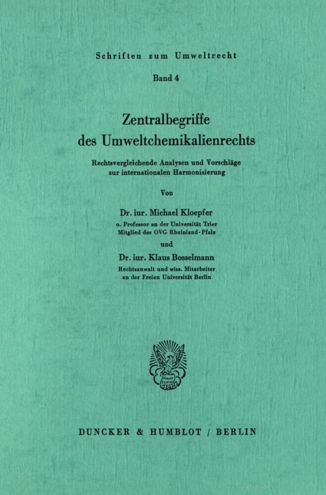 Zentralbegriffe des Umweltchemikalienrechts. main product photo