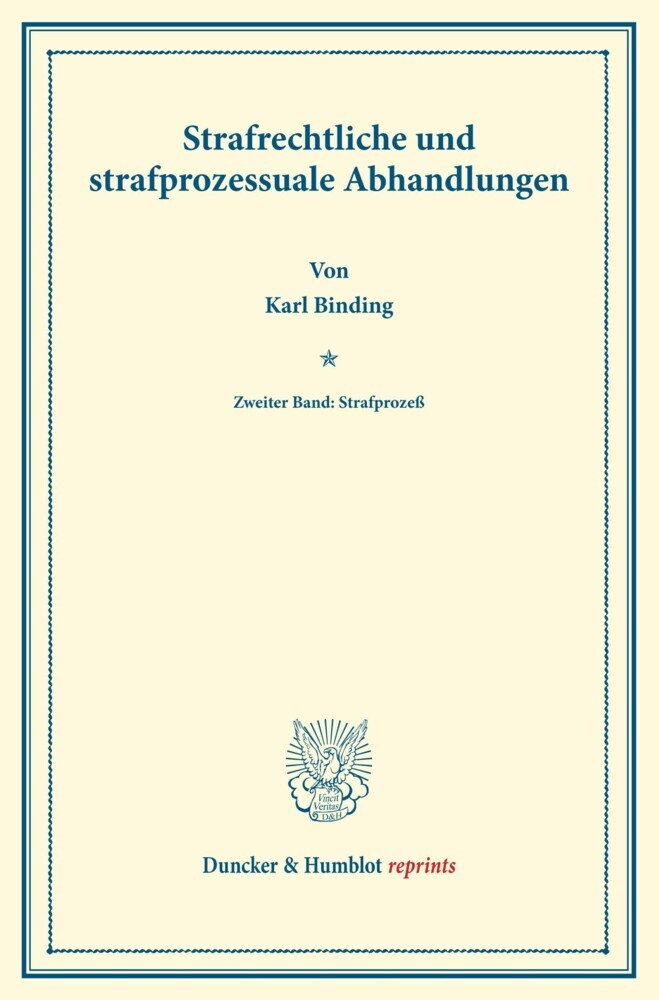 Strafrechtliche und strafprozessuale Abhandlungen. main product photo