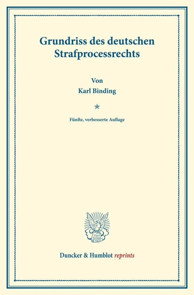 Grundriss des deutschen Strafprocessrechts. main product photo